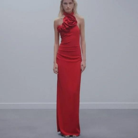 MANGO TIK TOK VIRAL MAXI FLOWER DRESS WITH BACK OPEN - Picture 1 of 9